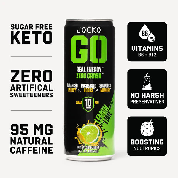 JOCKO GO ENERGY DRINK - LEMON LIME (12-PACK)