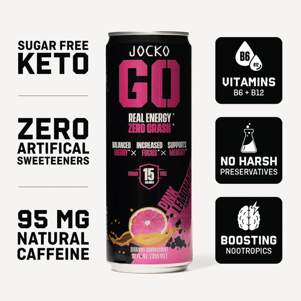 JOCKO GO ENERGY DRINK - PINK LEMONADE (12-PACK)