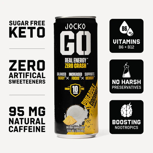 JOCKO GO ENERGY DRINK - PINEAPPLE COCONUT (12-PACK)