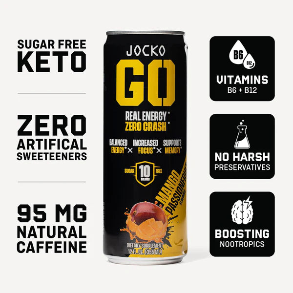 JOCKO GO ENERGY DRINK - MANGO PASSIONFRUIT (12-PACK)