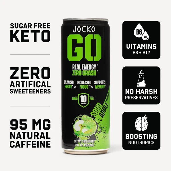 JOCKO GO ENERGY DRINK - SOUR APPLE (12-PACK)