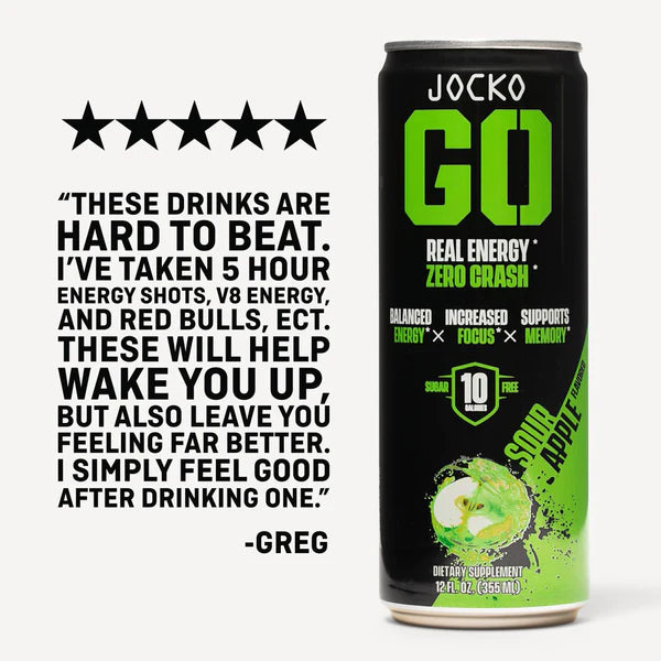 JOCKO GO ENERGY DRINK - SOUR APPLE (12-PACK)